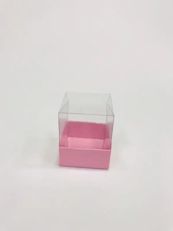 5x5x5 Pembe Altı Kartonlu Asetat Kutu