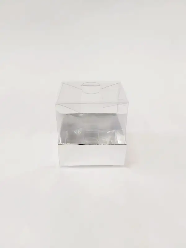 6x6x6 Gümüş Altı Kartonlu Asetat Kutu