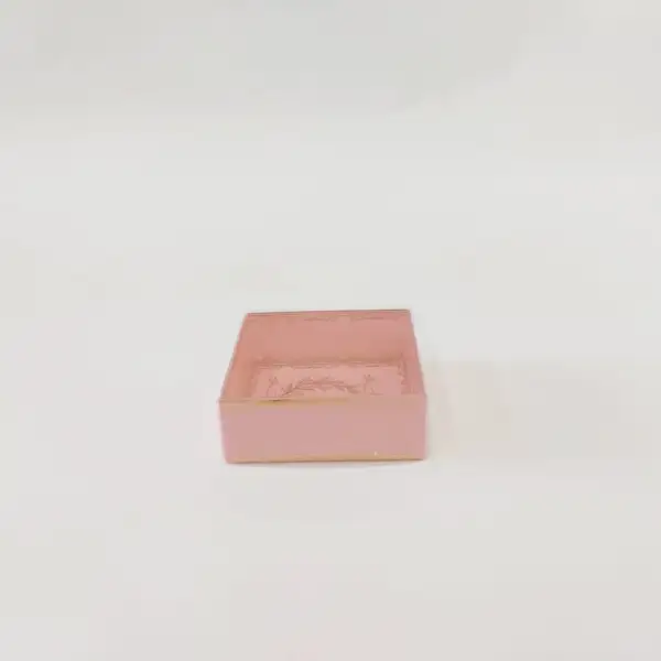 8x8x3 Altın Yaldızlı Pembe Altı Kartonlu Asetat Kutu
