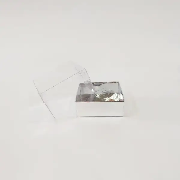 8x8x5 Gümüş Altı Kartonlu Asetat Kutu