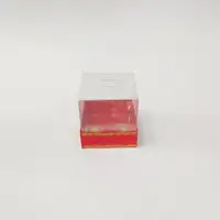8x8x8 Altın Yaldızlı Kırmızı Altı Kartonlu Asetat Kutu - Görsel 1