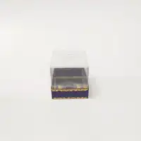 8x8x8 Altın Yaldızlı Lacivert Altı Kartonlu Asetat Kutu - Görsel 1