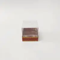 8x8x8 Altın Yaldızlı Bordo Altı Kartonlu Asetat Kutu - Görsel 1