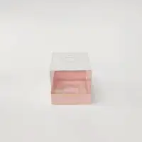 8x8x8 Altın Yaldızlı Pembe Altı Kartonlu Asetat Kutu - Görsel 1