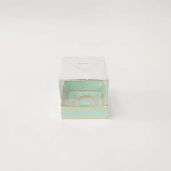 8x8x8 Altın Yaldızlı Mint Yeşili Altı Kartonlu Asetat Kutu