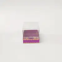 8x8x8 Altın Yaldızlı Mor Altı Kartonlu Asetat Kutu - Görsel 1