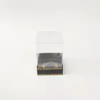8x8x11 Altın Yaldızlı Siyah Altı Kartonlu Asetat Kutu - Görsel 1