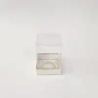 8x8x11 Altın Yaldızlı Beyaz Altı Kartonlu Asetat Kutu - Görsel 1