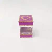 8x8x11 Çiftli Altın Yaldızlı Mor Kutu - Görsel 1