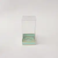 8x8x16 Altın Yaldızlı Mint Yeşil Altı Kartonlu Asetat Kutu - Görsel 1