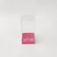 8x8x16 Altın Yaldızlı Fuşya Altı Kartonlu Asetat Kutu - Görsel 1