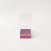 8x8x16 Altın Yaldızlı Mor Altı Kartonlu Asetat Kutu - Görsel 1