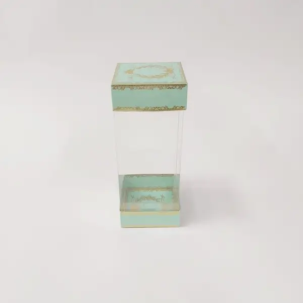 8x8x20 Çiftli Altın Yaldızlı Mint Yeşil Kutu