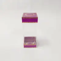 8x8x20 Çiftli Altın Yaldızlı Mor Kutu - Görsel 1