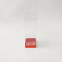 8x8x25 Altın Yaldızlı Kırmızı Altı Kartonlu Asetat Kutu - Görsel 1