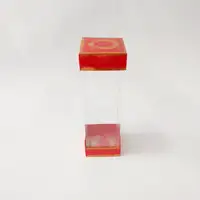 8x8x25 Çiftli Altın Yaldızlı Kırmızı Kutu - Görsel 1
