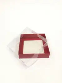 12x12x3  Kırmızı Altı Kartonlu Asetat Kutu - Görsel 1