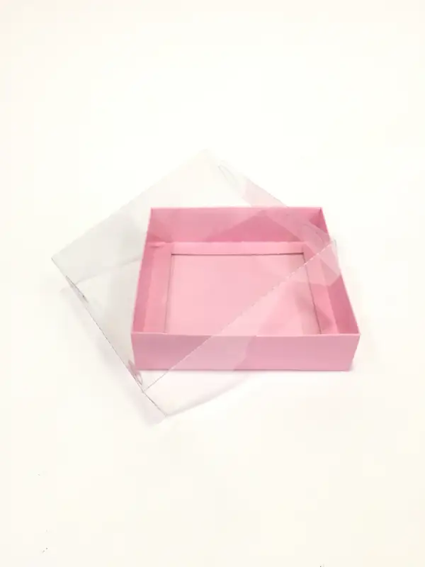 12x12x3  Pembe  Altı Kartonlu Asetat Kutu
