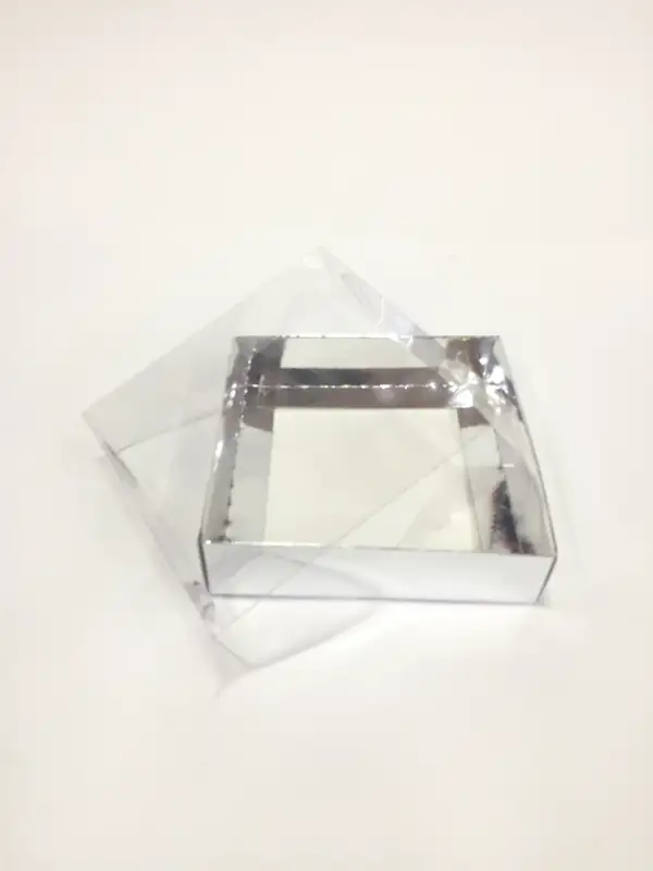12x12x3 Gümüş Altı Kartonlu Asetat Kutu