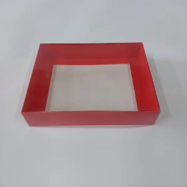 15x12x3 Kırmızı Altı Kartonlu Asetat Kutu