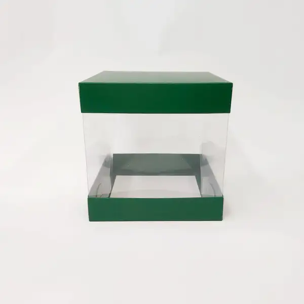 15x15x15 Yeşil Alt Üst Kartonlu Asetat Kutu