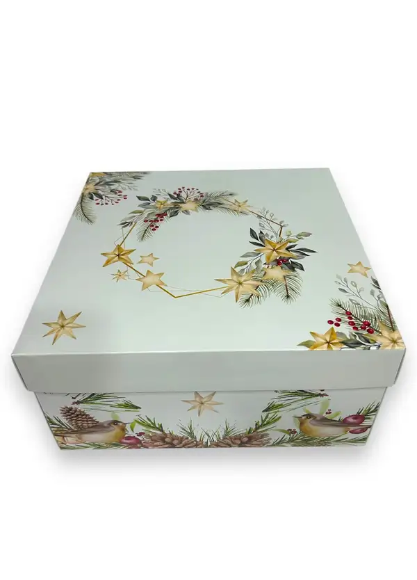 25x25x12 Beyaz Yılbaşı Kutusu