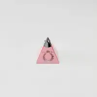 6x6x6 Pembe Gümüş Yaldızlı Piramit Kutu - Görsel 1