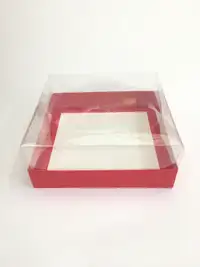 25x25x10 Kırmızı Altı Kartonlu Asetat Kutu - Görsel 1