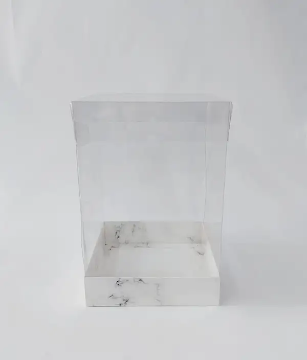 20x20x30 beyaz Mermer  Altı Kartonlu Asetat Kutu