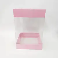 20x20x30 Pembe Alt Üst Kartonlu Asetat Kutu - Görsel 1