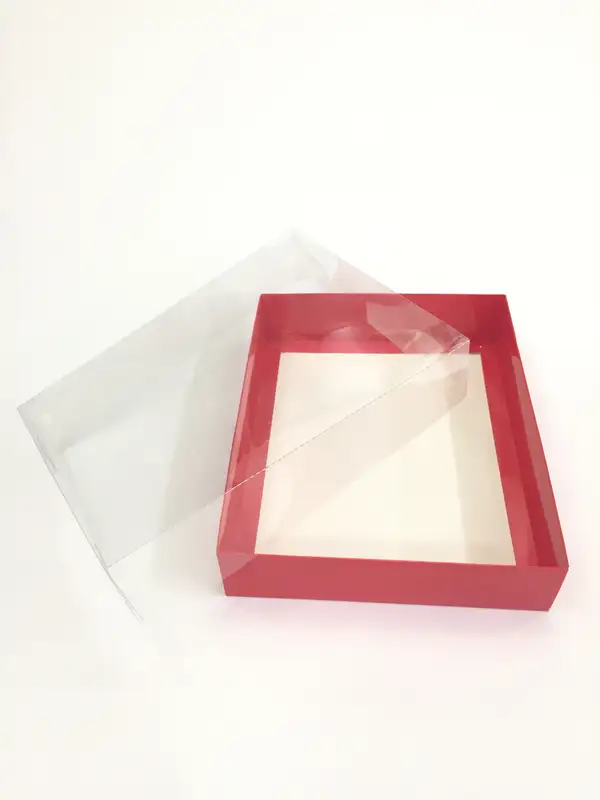 25x20x5 Kırmızı Altı Kartonlu Asetat Kutu