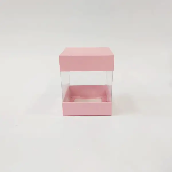 10x10x12 Pembe Alt Üst Kartonlu Asetat Kutu