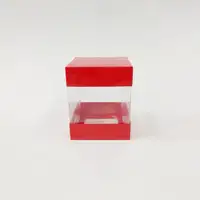 10x10x12 Kırmızı Alt Üst Kartonlu Asetat Kutu - Görsel 1