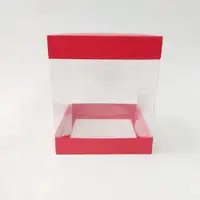 15x15x17 Kırmızı Alt Üst Kartonlu Asetat Kutu - Görsel 1