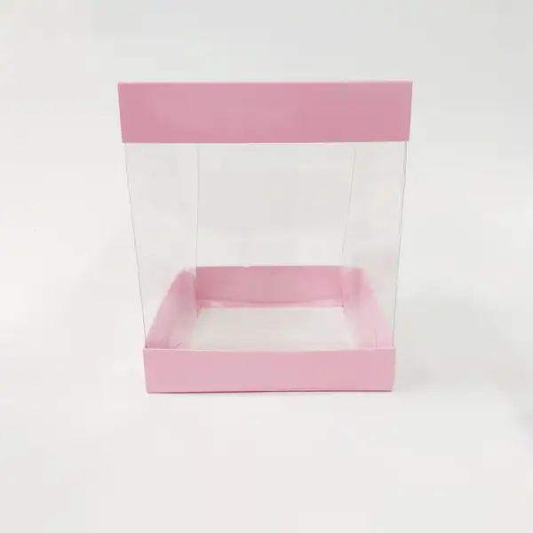 15x15x17 Pembe Alt Üst Kartonlu Asetat Kutu