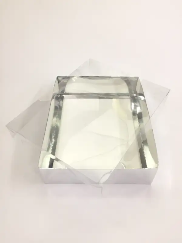 40x26x8 Gümüş Altı Kartonlu Asetat Kutu