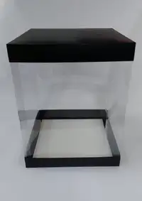 35x35x45 Siyah Pasta Alt Üst Kartonlu Asetat Kutu - Görsel 1