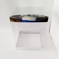 35x35x45 Gümüş Pasta Alt Üst Kartonlu Asetat Kutu - Görsel 1