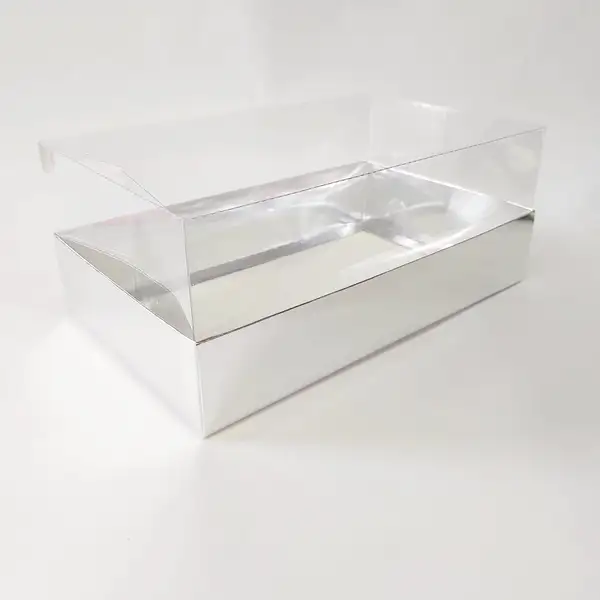 25x15x10 Gümüş Altı Kartonlu Asetat Kutu