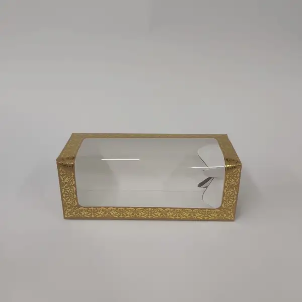 8x8x21 Altın Yaldızlı Koyu Bej Kutu