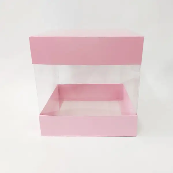 20x20x20 Pembe Alt Üst Kartonlu Asetat Kutu