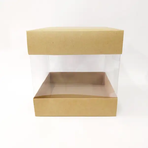 20x20x20 Kraft Alt Üst Kartonlu Asetat Kutu