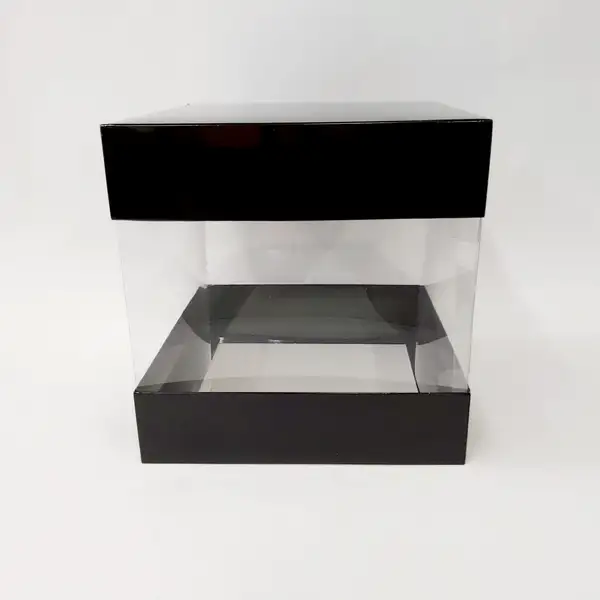20x20x20 Siyah Alt Üst Kartonlu Asetat Kutu