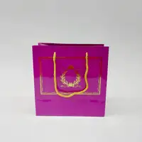 20x20x10 Mor Altın Yaldızlı Karton Çanta - Görsel 1