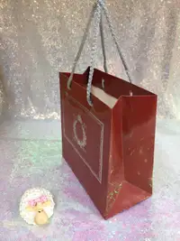 20x20x10 Bordo Gümüş Yaldızlı Karton Çanta - Görsel 1