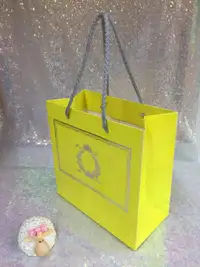20x20x10 Sarı Gümüş Yaldızlı Karton Çanta - Görsel 1