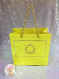 20x20x10 Sarı Altın Yaldızlı Karton Çanta - Görsel 2