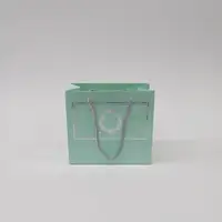 18x15x7 Mint Yeşili Gümüş Yaldızlı Karton Çanta - Görsel 1