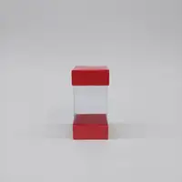 5.5x5.5x11 Kırmızı Alt Üst Kartonlu Asetat Kutu - Görsel 1